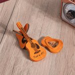 Personalized Wooden Guitar-Shaped Guitar Pick Holder with Engraved Text and 1-4 Picks Music Accessories Christmas Birthday Gift for Guitar Player