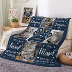 Personalized 4 Pet Photos Love Paw Soft Throw Blanket with Name Remembrance In Loving Memory Sympathy Gift for Loss of Pets