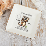 Personalized Watercolor Mom and Baby Animals Square Ceramic Trinket Jewelry Dish with Name and Text Home Decor Christmas Birthday Gift for Family 1