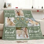 Personalized 4 Pet Photos Love Paw Soft Throw Blanket with Name Remembrance In Loving Memory Sympathy Gift for Loss of Pets