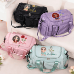 Bolsa de viaje personalizada con múltiples compartimentos personaje animado 3D nombre y correa de hombro regalo de cumpleaños para mujeres