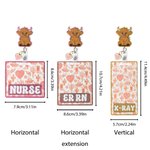 Personalized Western Cowgirl Style Highland Cow Badge Reel with Text and Heart Charm Nurse Week Birthday Christmas Gift for Nurse Medical Staff