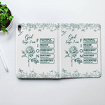 Toile De Jouy Personnalisée Fleur de naissance Papillon Chapitre de la Bible Pad Cover Protective Cover pour iPad Utilisation quotidienne Noël Anniversaire Cadeau pour femmes