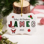 Ornement de Noël personnalisé Père Noël Alphabet Élément de Noël Forme irrégulière Ornement en céramique avec nom Cadeau de Noël pour la famille Amis