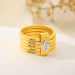 Personalised Foot Stacking Rings with Engraved 2-5 Names Family Jewellery Birthday Mother's Day Gift for Mom Grandma