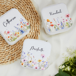 Personalised Floral PU Leather Jewellery Travel Box with Name Portable Jewellery Case Wedding Bridesmaid Birthday Gift for Women