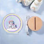 Veilleuse LED en Acrylique Personnalisée avec Nom et Date Style de Licorne Fantastique Cadeau d'Anniversaire pour les Filles et les Enfants