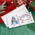 Personalized Merry Christmas Snowman Initial Money Holder Card Wallet with Name and Envelope Christmas Gift for Family Kids