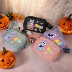 Personalised Cute Dazzling Neon Ghost Waterproof Crossbody Fanny Pack Waist Bag with Adjustable Strap Birthday Halloween Gift for Women Girls