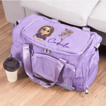 Gepersonaliseerde 3D Cartoon Character Geboortebloem Multi-Compartiment Travel Bag met Naam en Schouderriem Travel Essentieel Verjaardagscadeau voor vrouwen