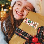 Personalized Santa Claus Reindeer Snowman Design Set of 2 Christmas Waterproof Stickers Labels with Name Christmas Decor Party Favors for Family Kids