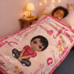 Personalized Multicolor Cartoon Character Soft Throw Blanket with Names and Initial Home Decor Birthday Gift for Kids