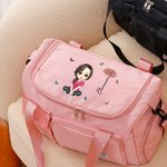 Personalized Birth Flower Cartoon Character Waterproof Large Travel Duffel Bag with Name Birthday Christmas Gift for Family Friends