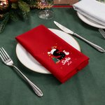 Personalized Santa Hat Initial Snowman 100% Cotton Red Napkin with Name and Year Party Table Decor Christmas Gift for Family Friends