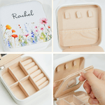 Personalised Floral PU Leather Jewellery Travel Box with Name Portable Jewellery Case Wedding Bridesmaid Birthday Gift for Women
