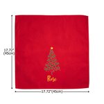 Serviettes de table rouges personnalisées avec nom et arbre de Noël 100% coton Décoration de table Cadeau de fête de Noël pour la famille et les amis