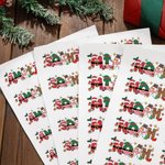 Personalized Santa Claus Reindeer Snowman Design Set of 2 Christmas Waterproof Stickers Labels with Name Christmas Decor Party Favors for Family Kids