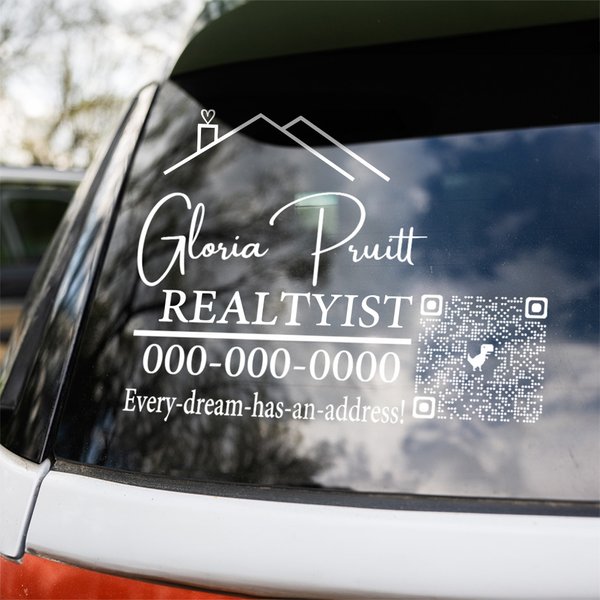 Personalised Realtyist Branding Real Estate Marketing Car Window Decal Sticker Scraper Set with Name Number Website QR Business Team Gift for Agents