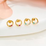Personalizado pequeño círculo familiar piedra de nacimiento Stud Pendientes Dainty Joyería Cumpleaños Aniversario de regalo para las mujeres