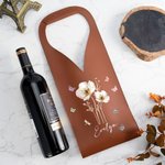 Personalised Watercolour Style Butterfly Flower PU Leather Wine Bag with Name and Handle Protective Wine Accessories Dinner Party Gift for Wine Lovers