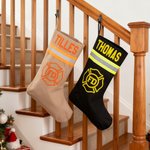 Personalised Firefighting Waterproof Christmas Stocking with Name Fireplace Decor Christmas Fire Station Gift for Firefighters