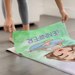 Personalised Watercolour Style Cartoon Character Super Absorbent Yoga Towel with Name Sports Accessories Birthday Gift for Yoga Lovers Women