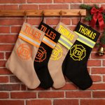 Personalised Firefighting Waterproof Christmas Stocking with Name Fireplace Decor Christmas Fire Station Gift for Firefighters