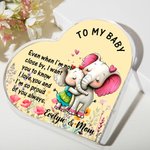 Personalized Watercolor Mom and Baby Animals Heart-Shaped Acrylic Plaque with Name and Text Desk Decor Christmas Birthday Gift for Newborn Mom