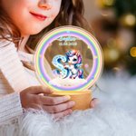 Veilleuse LED en Acrylique Personnalisée avec Nom et Date Style de Licorne Fantastique Cadeau d'Anniversaire pour les Filles et les Enfants