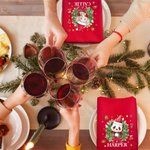 Personalized Cartoon Animals Christmas Wreath 100% Cotton Red Table Napkin with Name Table Decor Christmas Gift for Family Friend