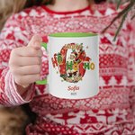 Tazza in ceramica personalizzata con nome design Happy HoHoHo to You regalo di Natale per famiglia e bambini