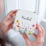 Personalised Floral PU Leather Jewellery Travel Box with Name Portable Jewellery Case Wedding Bridesmaid Birthday Gift for Women