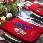 Personalized Santa Claus 100% Cotton Red Napkin with Name and Initial Table Decor Christmas Gift for Family Friends
