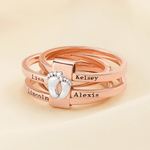 Personalised Foot Stacking Rings with Engraved 2-5 Names Family Jewellery Birthday Mother's Day Gift for Mom Grandma