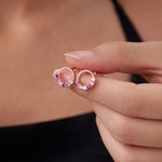 Personalizado pequeño círculo familiar piedra de nacimiento Stud Pendientes Dainty Joyería Cumpleaños Aniversario de regalo para las mujeres