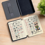 Personalised Vintage Library Card Reading Cartoon Character Kindle Page Turner Case with Name Christmas Birthday Gift for Book Lover Bookworm