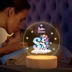 Veilleuse LED en Acrylique Personnalisée avec Nom et Date Style de Licorne Fantastique Cadeau d'Anniversaire pour les Filles et les Enfants