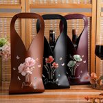 Personalised Watercolour Style Butterfly Flower PU Leather Wine Bag with Name and Handle Protective Wine Accessories Dinner Party Gift for Wine Lovers