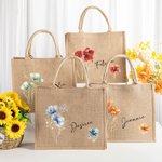 Borsa Tote di iuta grande e personalizzata in stile acquerello con nome, regalo di viaggio e di compleanno per le donne