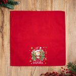 Personalized Cartoon Animals Christmas Wreath 100% Cotton Red Table Napkin with Name Table Decor Christmas Gift for Family Friend