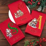 Personalized Santa Claus 100% Cotton Red Napkin with Name and Initial Table Decor Christmas Gift for Family Friends