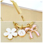 Personalized Angel Wing Bow Flower Heart Charm with Initial Bag Key Accessory Christmas Birthday Gift for Friend Family