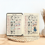 Personalised Vintage Library Card Reading Cartoon Character Kindle Page Turner Case with Name Christmas Birthday Gift for Book Lover Bookworm