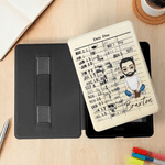 Personalised Vintage Library Card Reading Cartoon Character Kindle Page Turner Case with Name Christmas Birthday Gift for Book Lover Bookworm