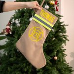 Personalised Firefighting Waterproof Christmas Stocking with Name Fireplace Decor Christmas Fire Station Gift for Firefighters