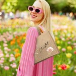 Borsa Tote di iuta grande e personalizzata in stile acquerello con nome, regalo di viaggio e di compleanno per le donne