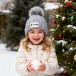 Personalised Christmas-Themed Doodle Letter Design Pom Pom Knit Beanie Hat with Name  Winter Accessory Christmas Gift for Boys Girls