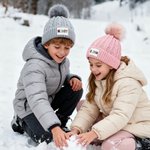 Personalised Christmas-Themed Doodle Letter Design Pom Pom Knit Beanie Hat with Name  Winter Accessory Christmas Gift for Boys Girls