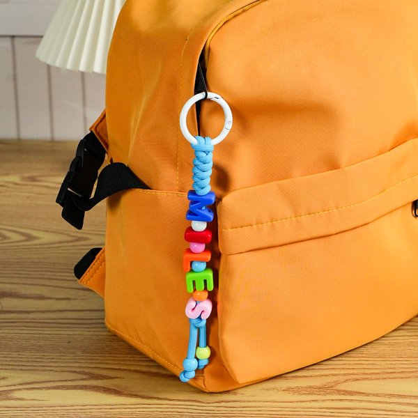 Personalised Multicolour Letter Bead Handmade Braided Bag Charm with Name Birthday Christmas Gift for Kids