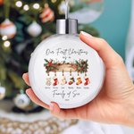 Personalised Our First Christmas 1-6 Stockings Christmas Ball Ornament with Name and Year Home Decor Christmas Gift for Family Friends